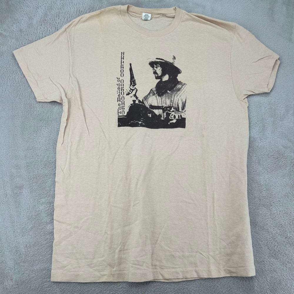VTG 80s Hanes The Ballad of Gregorio Cortez Western Drama Shirt Mens XL Beige